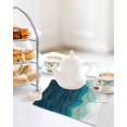thumbnail image 4 of Teal Ocean Kitchen Dish Towels for Drying Dishes Set of 3, Coastal Sea Moire Waves Abstract Ombre Art Waffle Weave Microfiber Hand Tea Bathroom Towels Quick Dry & Absorbent Towel 12x12, 4 of 7