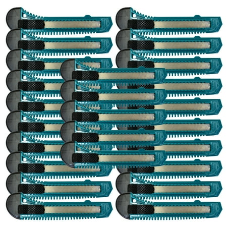 

MotoProducts 25 Bulk Turquoise Retractable Utility Knife Wholesale 6 inch Manual Lock Box Cutter Snap Off Blade
