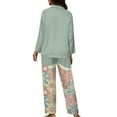 thumbnail image 2 of Renewold Stylish Flowers Button Down Pajama Set Plus Size 3XL 2 PCS Loose Nightwear Jogger Yoga Sleepwear Casual Warmth Fall Spring Winter Women Nightwear, 2 of 6
