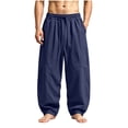 thumbnail image 2 of Mifsaly Mens Baggy Sweatpants Wide Leg Lounge Pants Elastic Waist Drawstring Casual Athletic Joggers Comfortable Oversized Streetwear Workout Track Pants with Pockets Navy,L, 2 of 5