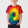 thumbnail image 2 of T-Shirt Graphique à Manches Courtes pour Enfants, Mélange Doux Polyester-Spandex, Col Rond, Imprimé Dégradé Coloré, Port Quatre Saisons, Lavage à la Main Seulement, 2 of 6