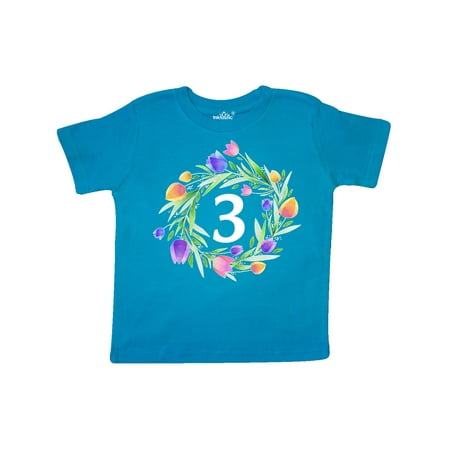 

Inktastic 3rd Birthday Tulip Flower Wreath Gift Toddler Boy or Toddler Girl T-Shirt