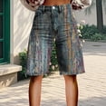 thumbnail image 2 of kaondbfi Denim Shorts for Women Print Like Denim Flare Jeans Stretchy Shorts with Pockets Summer Jeans for Women, 2 of 4