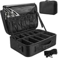thumbnail image 1 of Bolsa de maquillaje HUOGUO, bolsa organizadora grande de viaje para cosméticos, color negro, 1 of 1