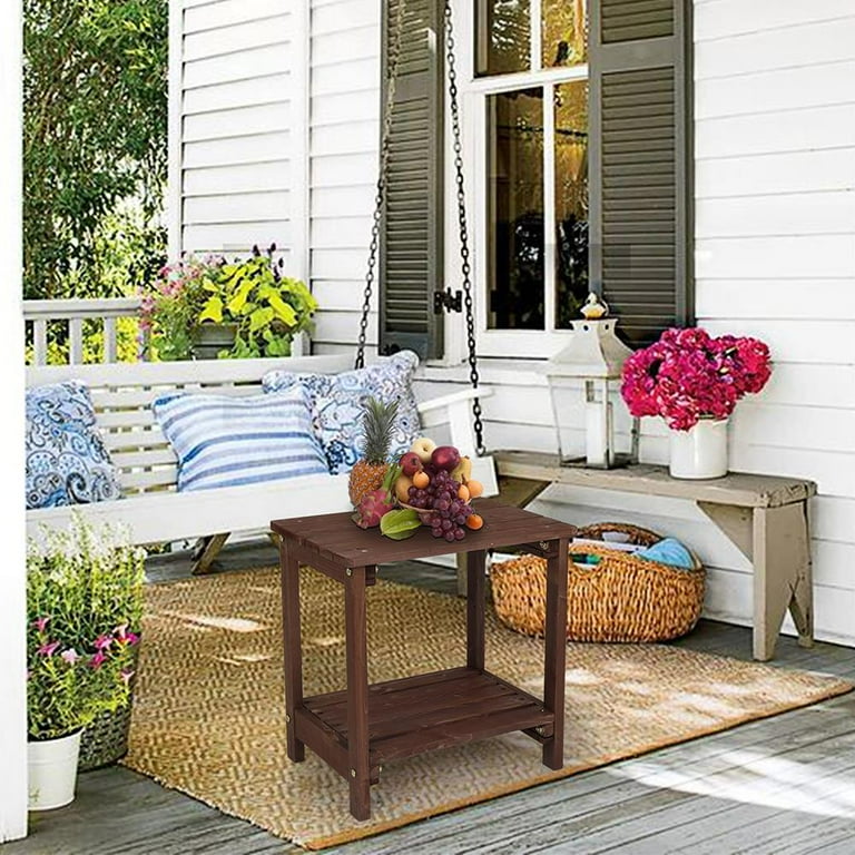 Movisa Wood Rectangular Side Table for Patio Porch Garden