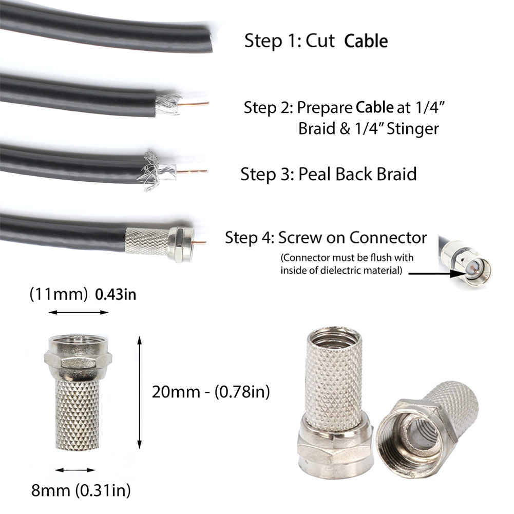 40Pcs Coax Cable Extension Adapters, Coax Twist-On Adapter, Male to Female Coaxial Cable Screw On Connector for TV-Box Radio