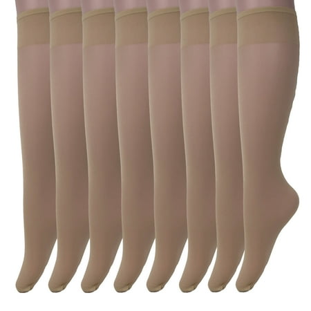 

Sheer Knee Socks for Women Skin 8 Pairs Stockings Stretchy Silk Socks