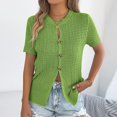 thumbnail image 2 of Womens Short Sleeve Button Down Sweater Cardigan Shirts Ribbed Slim Fit Cardigan Blouses Dressy Casual Spring Summer Wear, 2 of 5