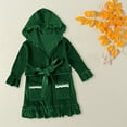 thumbnail image 2 of Ruyang Toddler Baby Girls Velvet Robe Cute Trendy Ruffle Hooded Robes Pockets Long Sleeve Warm Soft Fall Winter Outfits, 2 of 7