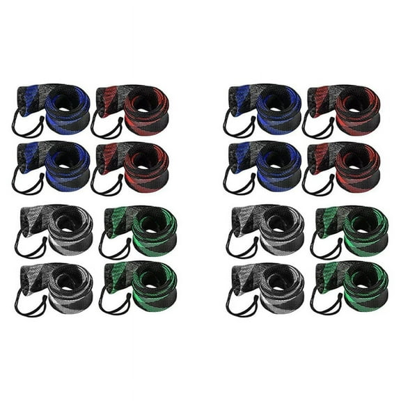 16Pcs Fishing Rod Sleeve Sock,Fishing Rod Cover Scalable Braided Mesh Rod Sleeve Fishing Tools Accessories with Lanyard,16 x fishing rod sleeve,as shown