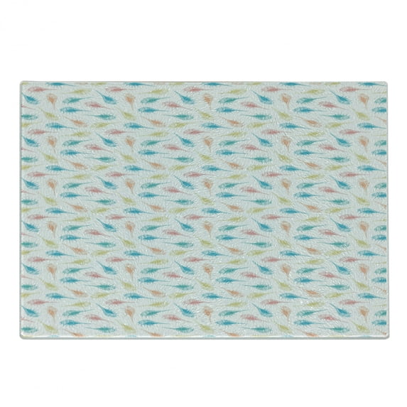 Shells Cutting Board, Long Tail Cabrits Murex Cones with Ornamental Pattern with Dots, Decorative Tempered Glass Cutting and Serving Board, Small Size, Multicolor, by Ambesonne