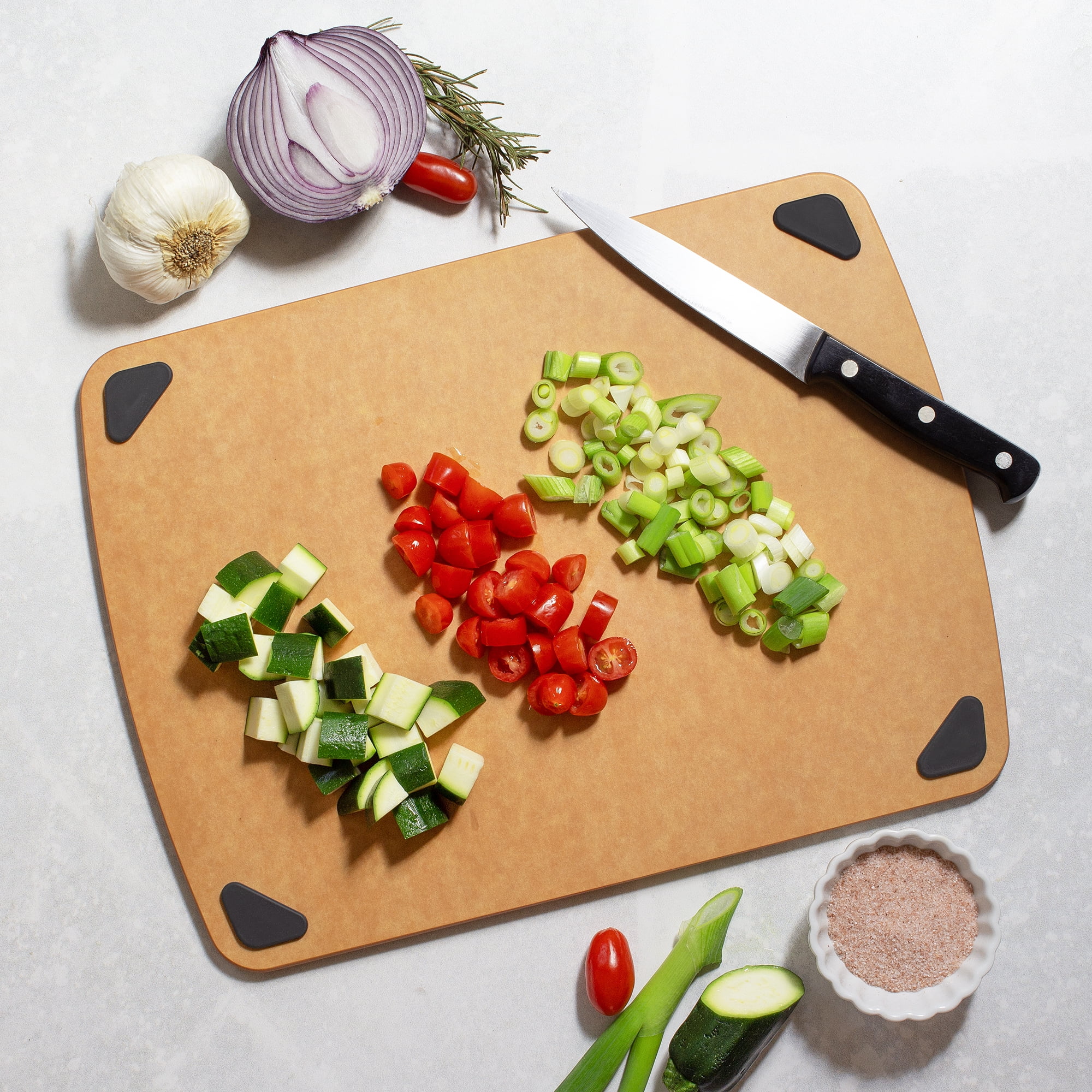 Vellum Wood Fiber Cutting Board with Non-Slip Silicone Feet; Dishwasher Safe Cutting Board for Kitchen, 14-1/2" x 10-3/4"