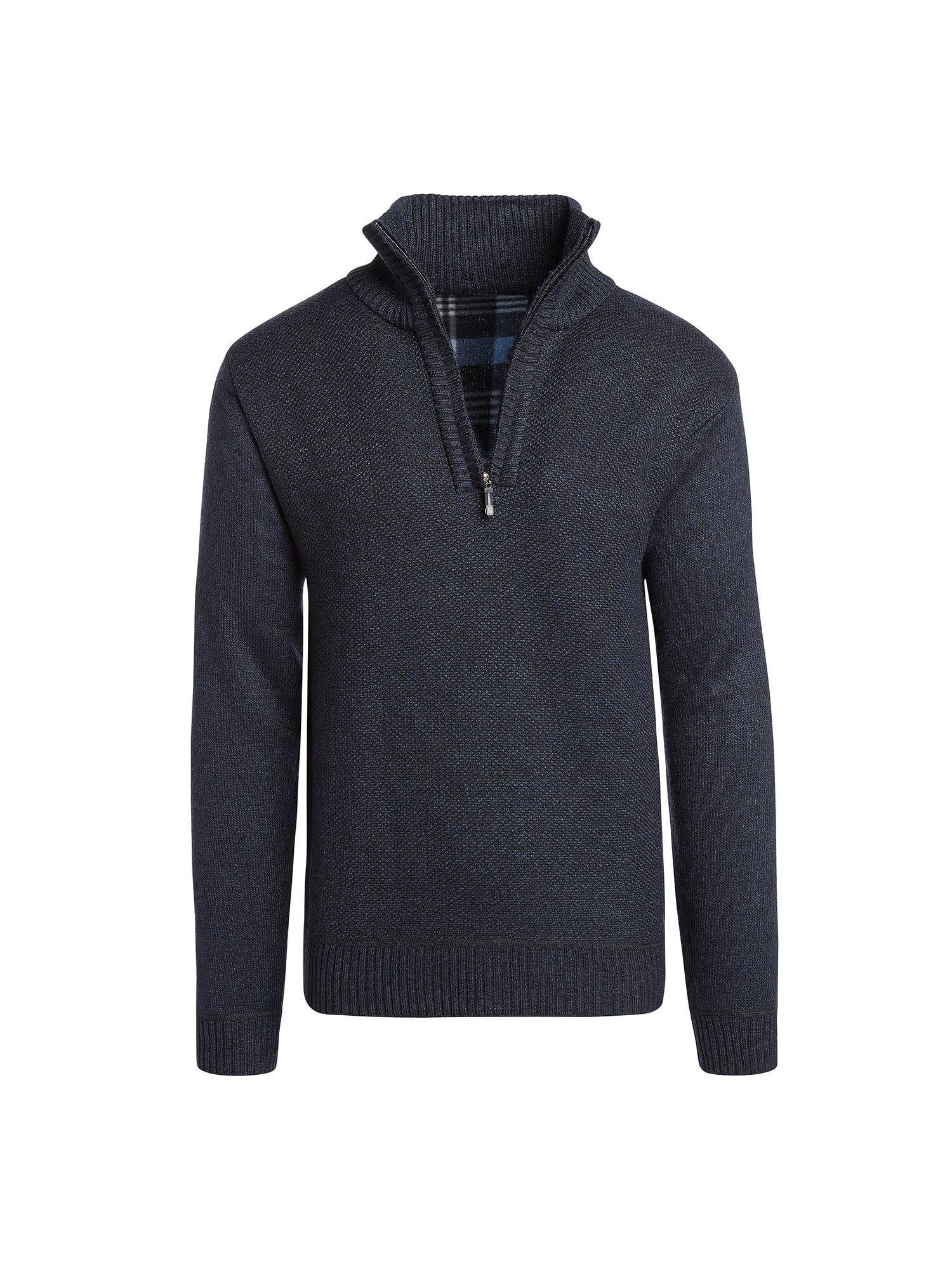 Alta Men's Fleece Lined Casual Half-Zip Mock Neck Sweater - Navy Blue Jacket - S