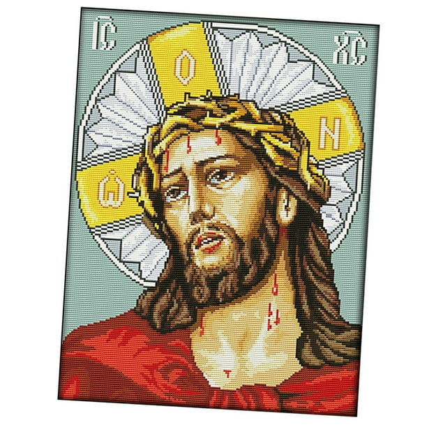 Kits de punto de cruz estampado Hugo Patrón de Jesús para niñas adolescentes DIY 11CT 45x56cm