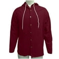 thumbnail image 5 of Men's Cotton Linen Long Sleeve Shirts Button Down Collared Solid Color Hooded Tops Lightweight Casual Loose Fit Hoodies, 5 of 6