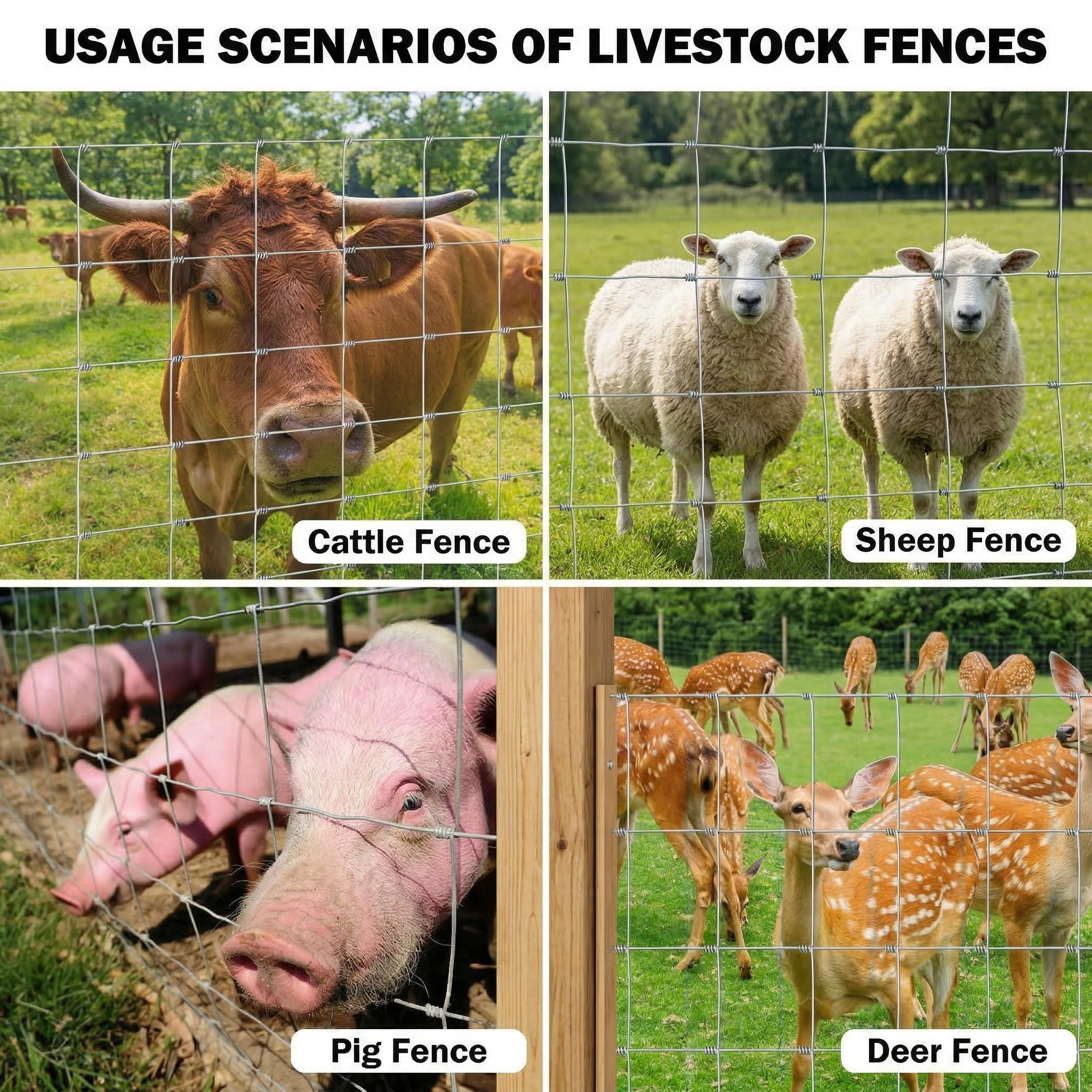 Farm Fence 4ft x 164ft Heavy Zinc Coating Cattle Fence Galvanized Field Fencing Sheep Fence Goat Fence,Hog Wire Fencing for Yard Livestock Animals Protection