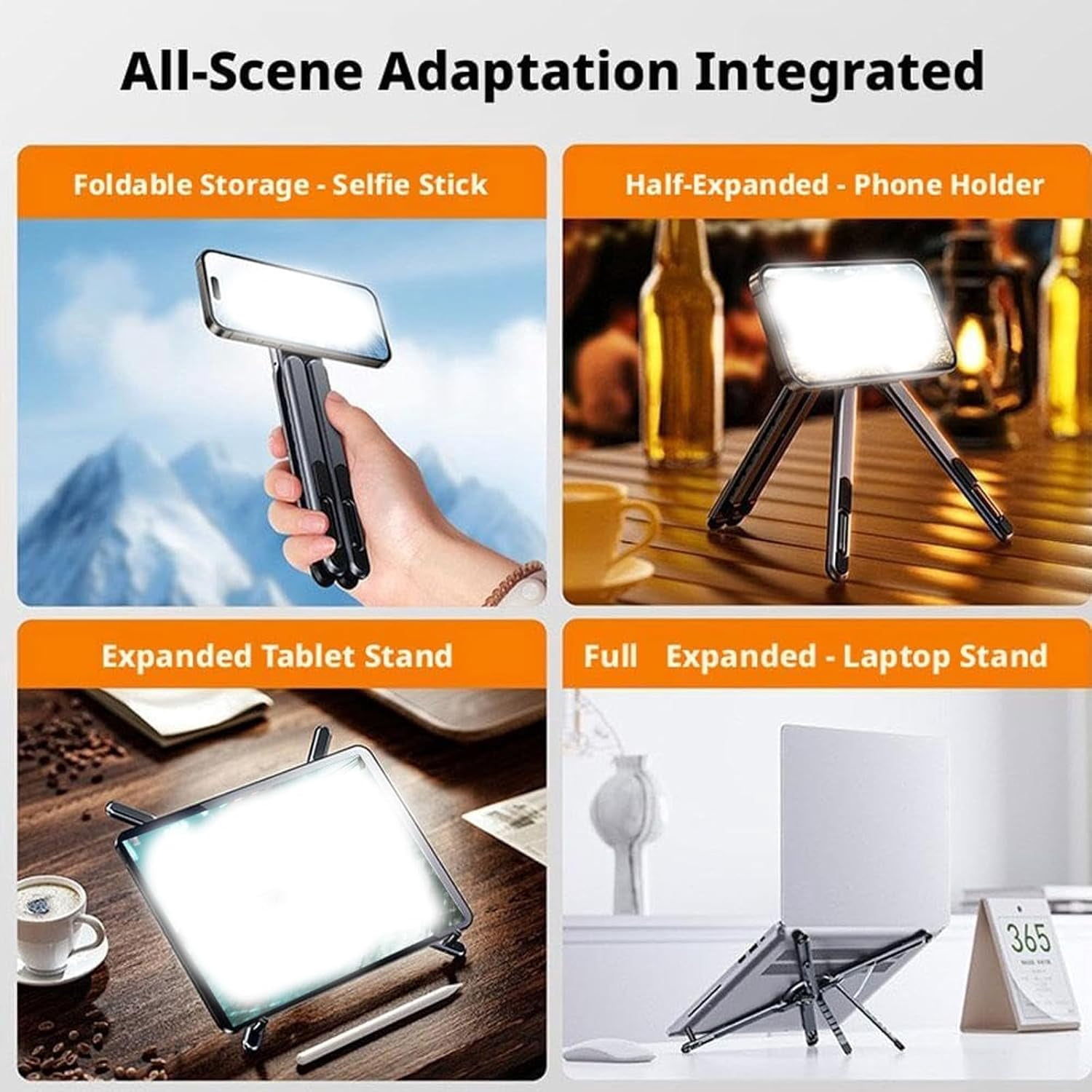 3-in-1 Magnetic Foldable Laptop Stand - Adjustable Aluminum Laptop Stand, 8-Level Height Adjustable Laptop Riser, Foldable Magnetic Holder for Tablet Phone, Portable Stand Desk (2Pcs)