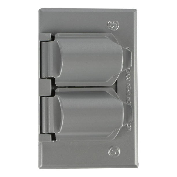 Placa Intemperie Contacto Duplex Leviton Metal Gris Estandar