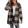thumbnail image 5 of SROBPTY Womens Jackets, Fleece Jackets for Women, Women Long Sleeve Plaid Oversized Jacket Winter Coat Black,M, 5 of 5