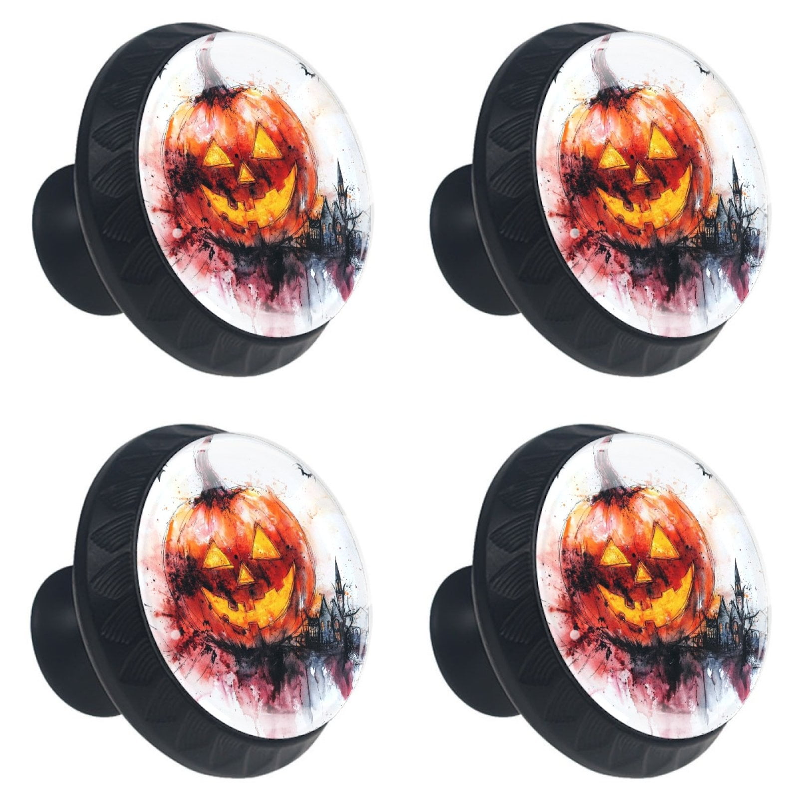 4 Pcs Halloween Pumpkin Knobs for Kitchen Cabinet Cupboard Dresser Bookcase Drawer Pulls Handles Round Home Decor