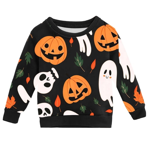 SJLDQY Halloween Sweatshirts for Boys Hallowmas Ghost Pumpkin Graphic Casual Pullover Tops Long Sleeve Crew Neck Sweatshirt