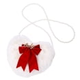 thumbnail image 1 of KAKOWELY Bolso de cadena de perlas para mujer, bolso de hombro individual, bolso cruzado, bolso de peluche con lazo, 1 of 4