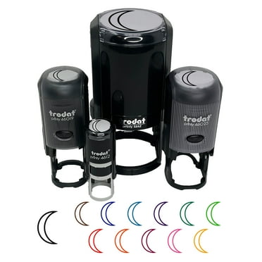 Moon Partial Outline Self-Inking Rubber Stamp Ink Stamper - Black Ink - Mini 1/2 Inch