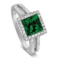 thumbnail image 4 of Luxurious 1.50 Carat princess cut Green Emerald and Diamond Engagement Ring in White Gold, 4 of 4