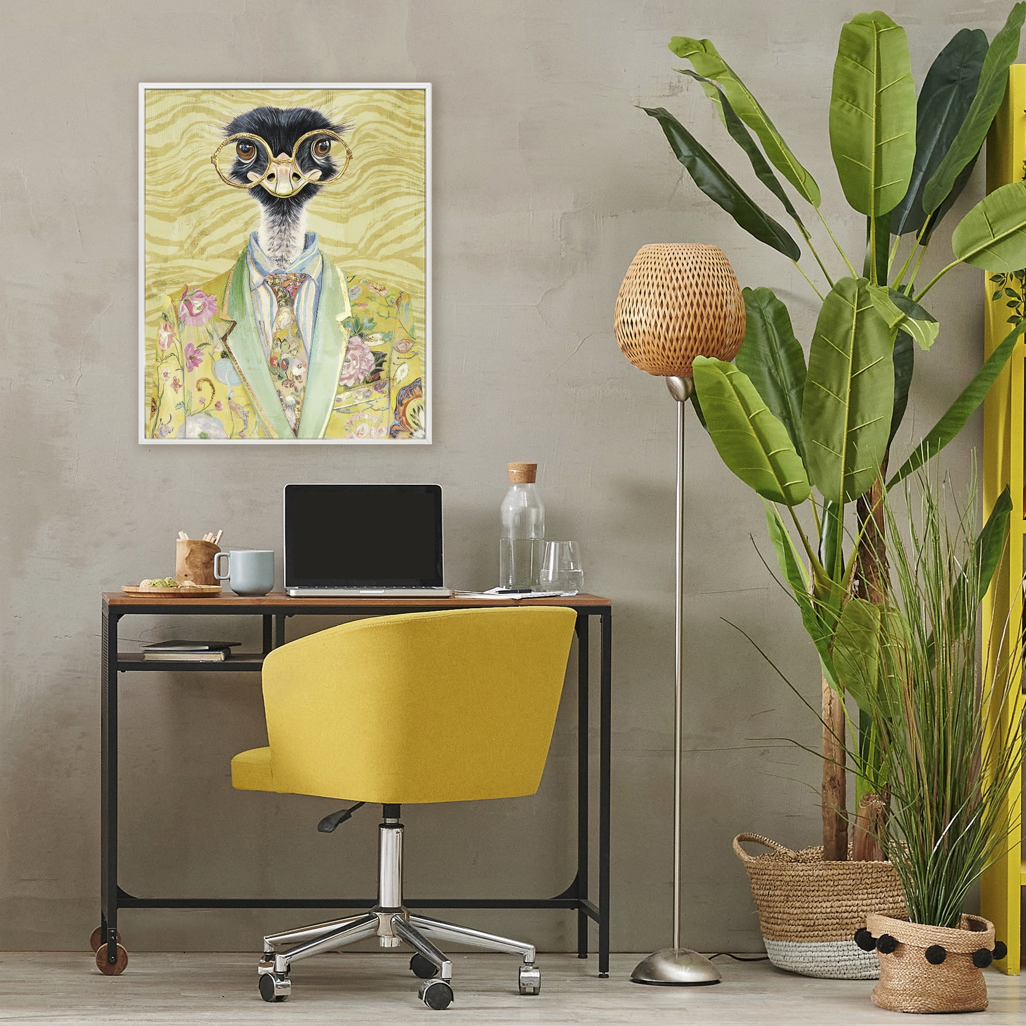 Stupell Industries Dandy Ostrich Portrait White Framed Giclee Art, design by Svetlana Aleynikova