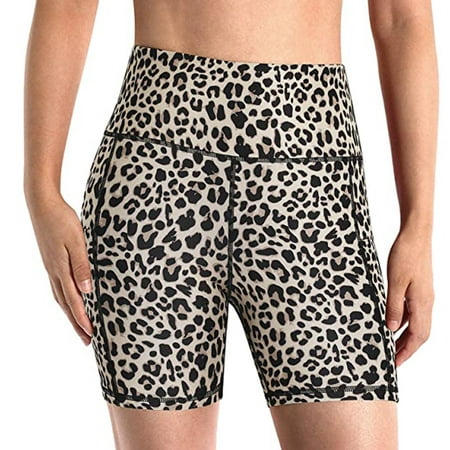 Women's Leopard Snake Print Hip Pocket Fitness Shorts Yoga Pants ...