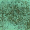 thumbnail image 1 of Ahgly Company Machine Washable Indoor Square Oriental Turquoise Blue Industrial Area Rugs, 6' Square, 1 of 4