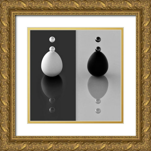 Bunjamin (Abe), Antonyus 15x15 Gold Ornate Wood Framed with Double Matting Museum Art Print Titled - Yin Yang Eggs