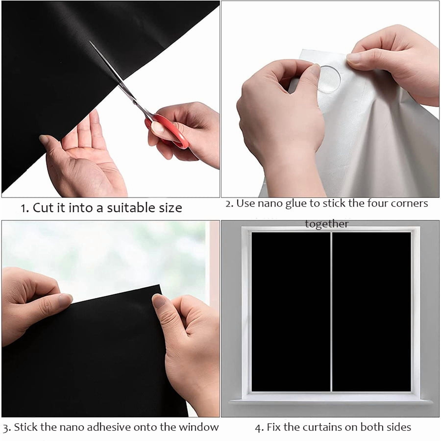 Portable Blackout Curtains, Portable DIY Blinds, No Drill Travel Blackout Blinds Sunblock Window Cover Black Out Curtains, for Baby Nursery, Travel, Dorm Room (158" x 39")