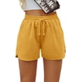 thumbnail image 2 of Womens Summer Shorts High Waisted Elastic Waist Drawstring Casual Short Pants with Pockets Yellow XL, 2 of 4
