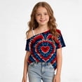 thumbnail image 4 of SGFCWSX Girls T Shirts One Shoulder Short Sleeve American Flag Print Casual Loose Fit Fashion Tops for Kids Multicolor Size 7, 4 of 9