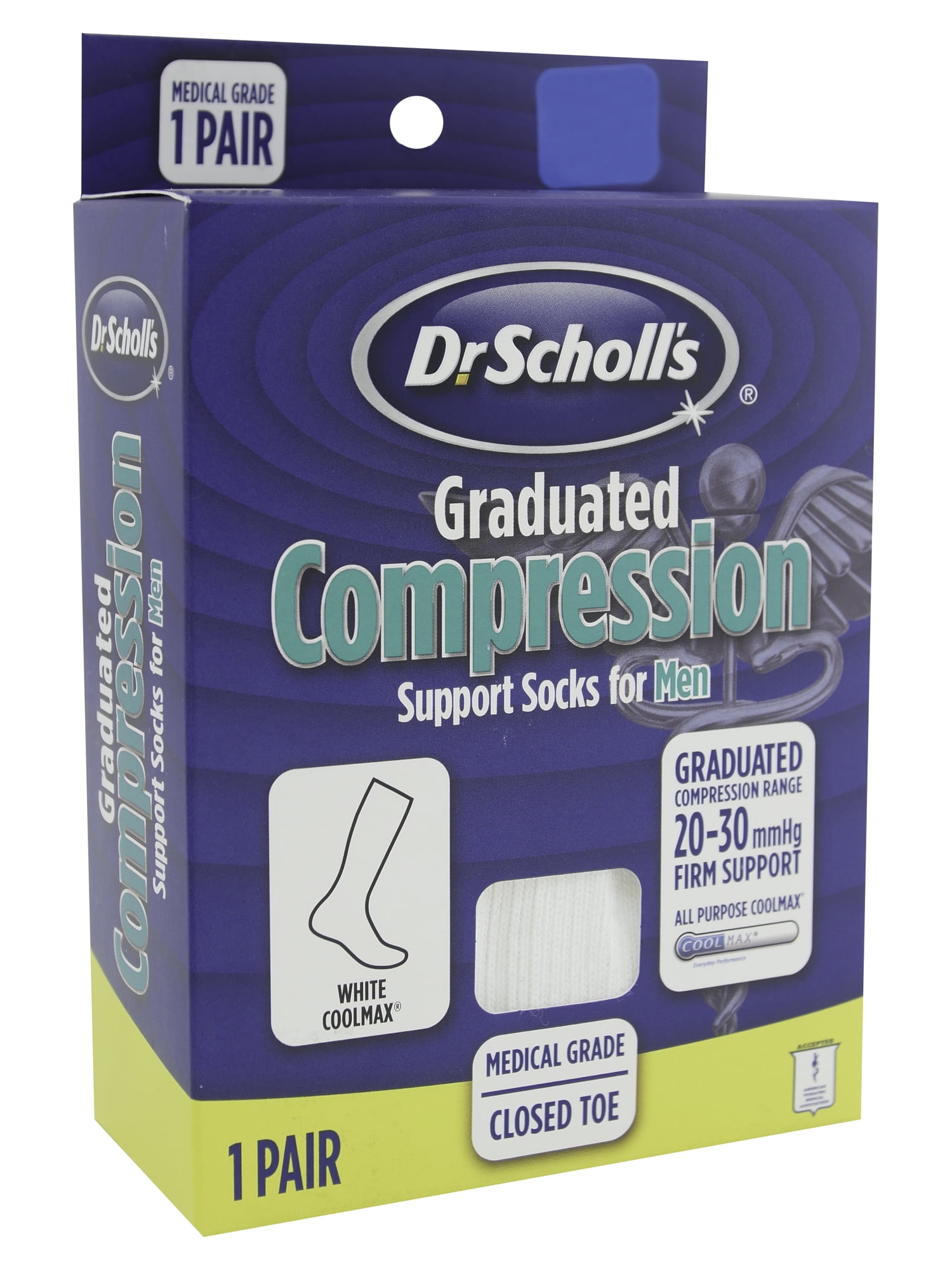 Scholls Mens Coolmax Firm 20-30 mmHg Compression Support Socks Dr
