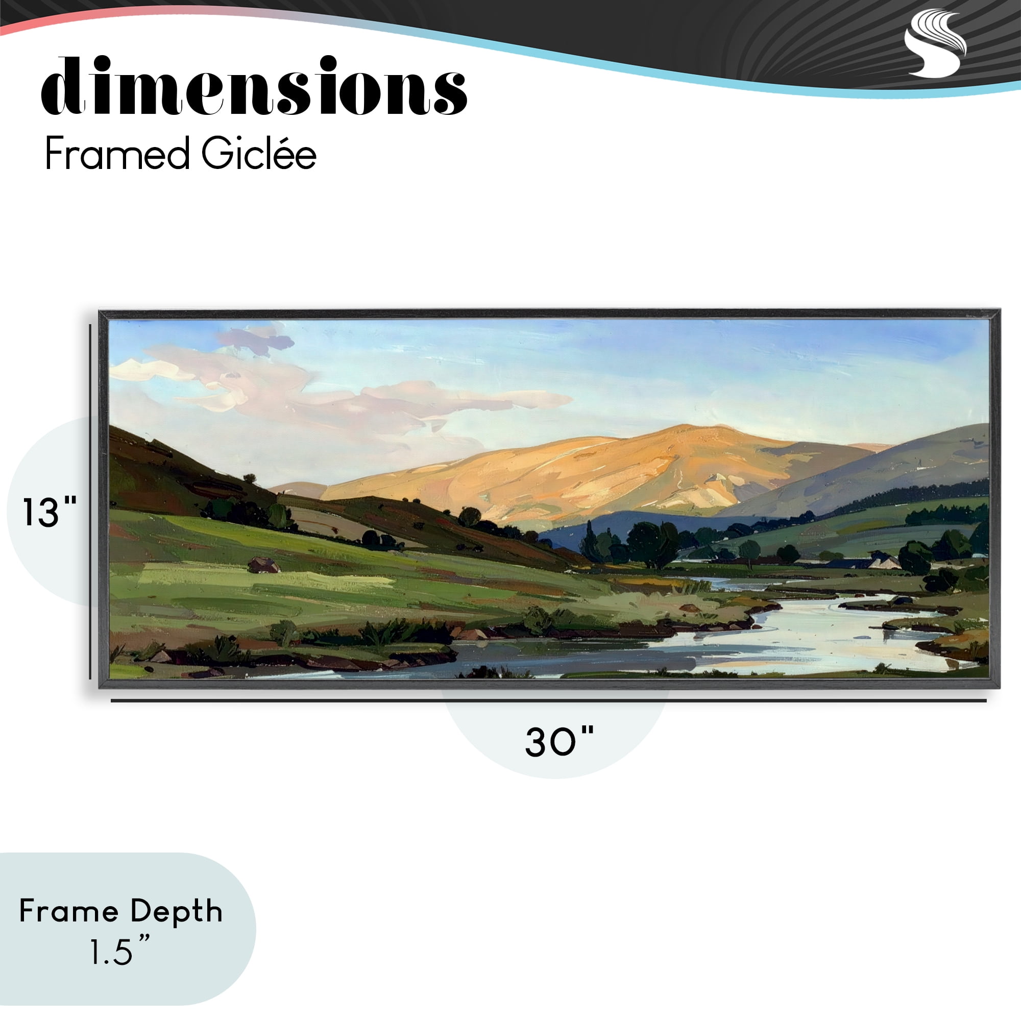 Stupell Industries Across The Valley Landscape Black Framed Giclee Art, design by Alonza Saunders