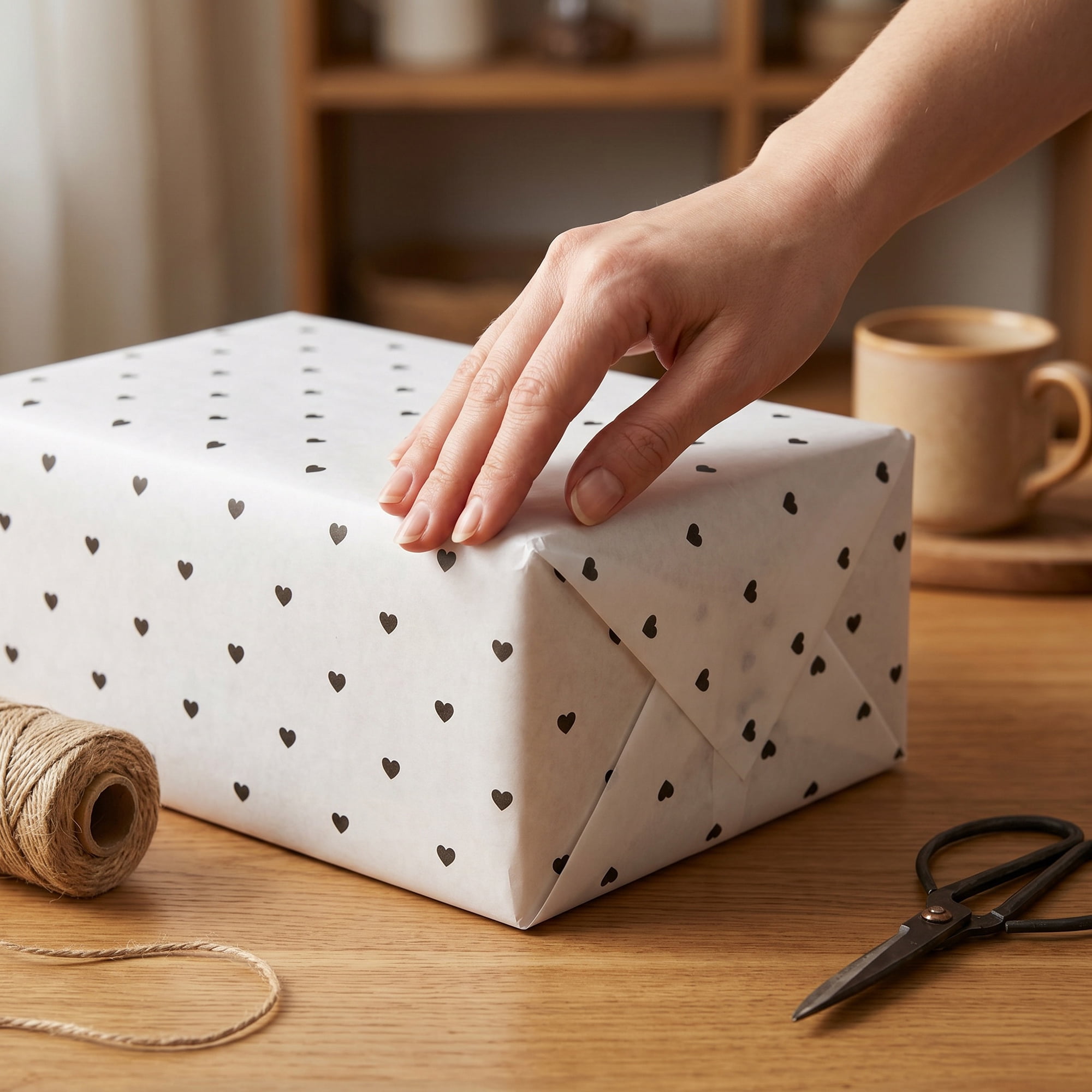 Unique Bargains 20Pcs Heart Pattern Gift Wrapping Paper White Black 27.6" x 19.7"