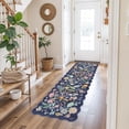 thumbnail image 3 of 2x6 Hallway Floral Rug Runner: Washable Non Slip Low Pile Area For Kitchen Front Door Soft Water Resistant Carpet Bathroom Light Weight Durable Floor Mat Bedroom Nursery(2x6/blue/purple), 3 of 7