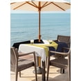 thumbnail image 3 of Outdoor Tablecloth with Umbrella Hole for Patio/Picnic/Party/Camping, Yellow Black Geometric Waterproof Table Cloth Square Cover Washable, Modern Abstract Lines Color Blocks (60"x 60"), 3 of 8