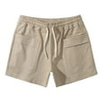 thumbnail image 2 of Summer Savings! MELDVDIB Men's Running Shorts Elastic Waist Drawstring Cotton Slim Fitness Shorts Summer Casual Beach Shorts Comfy Athletic Gym Workout Shorts, Khaki S, 2 of 6