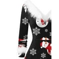 thumbnail image 3 of Women Christmas Dress Print Furry Collar Long Sleeve Xmas Party Dress High Waist Swing Dress, 3 of 9