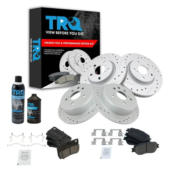 TRQ Front & Rear Ceramic Brake Pad & Performance Rotor Kit w/Chemicals BKA18024 Fits select: 2009-2013 LEXUS IS