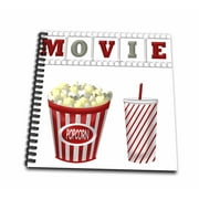 3dRose The Word Movie With Popcorn and Soda Illustration in Red, White, and Gray - Mini Notepad, 4 by 4-inch