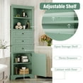 thumbnail image 4 of Functional Triangle Tall Cabinet with 3 Drawer Storage and Adjustable Shelves, Great for Bathroom, Kitchen or Living Room，Green, 4 of 20