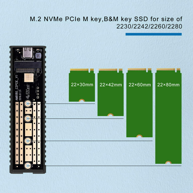 M2 SSD NVME BoîTier M.2 Vers USB 3.1 BoîTier SSD pour M.2 PCIe NVMe M Key  2230-2242-2260-2280 Adaptateur Sans Outil, Noir - Cdiscount Informatique