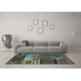 thumbnail image 3 of Ahgly Company Indoor Round Patchwork Light Blue Transitional Area Rugs, 4' Round, 3 of 4
