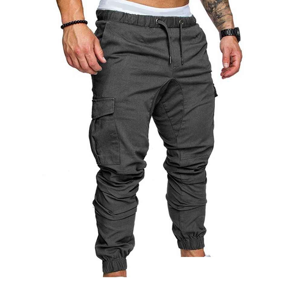 fashionhome Mens Pocket Pants Casual Elastic String Fashion Long Trousers Joggers
