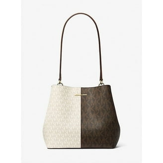 Michael Kors Outlet Pratt Medium Two-Tone Signature Logo Shoulder
