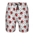 thumbnail image 3 of Goofa Red Ladybugs On Black Dotted Printed Mens Swim Trunks Summer Quick Dry Short Beach Swimwear Bathing Suits-Small, 3 of 9